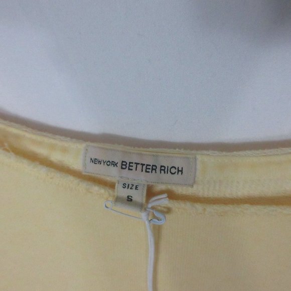 Better Rich NY Heart crew Julia Sweatshirt sunlight yellow women's SMALL NEW - Picture 7 of 9